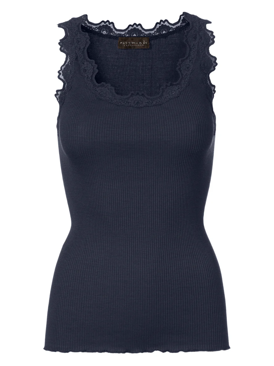 Rosemunde Babette Top Silk & Lace Navy - Afbeelding 2