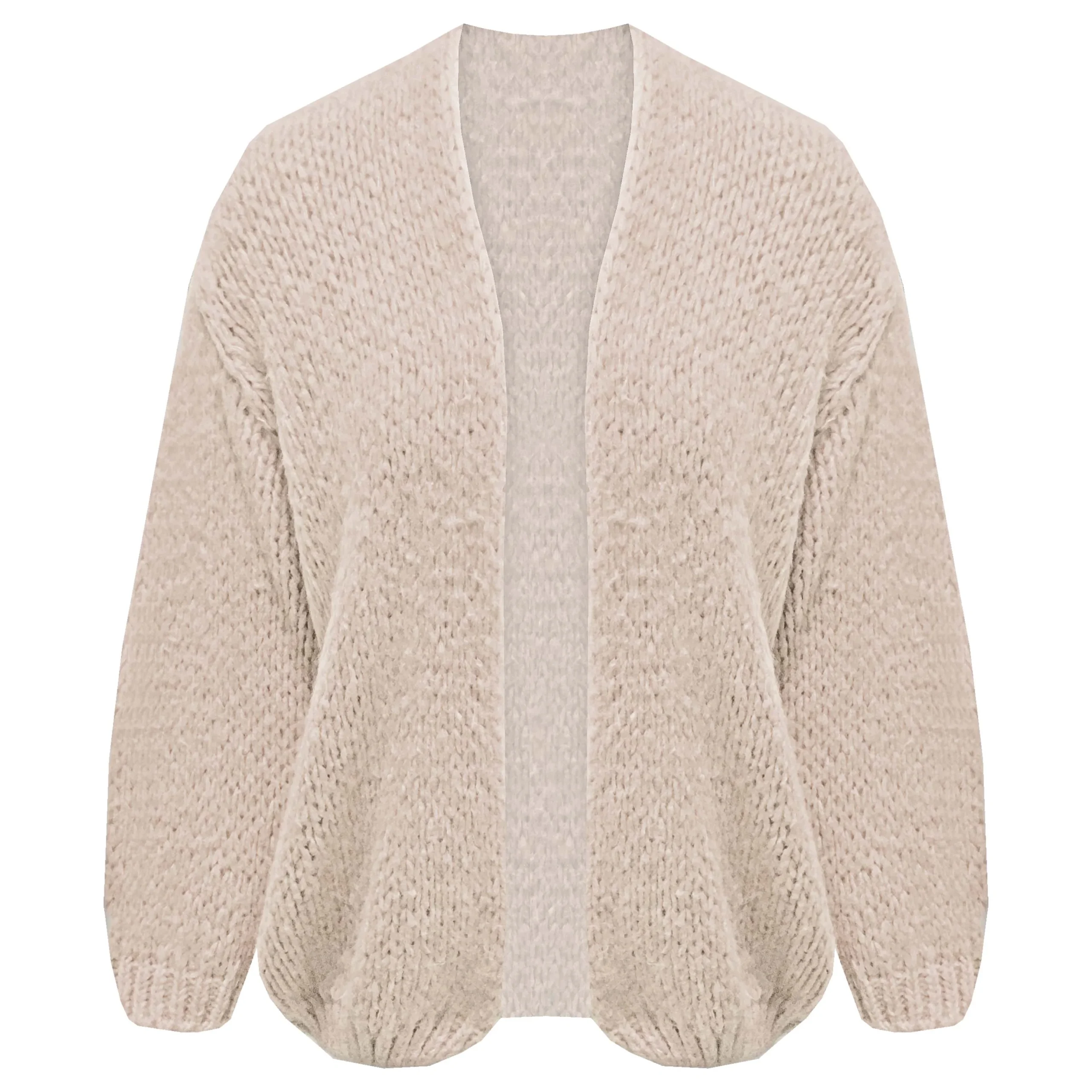 Vest Oversized Grofgebreid Beige - Afbeelding 2