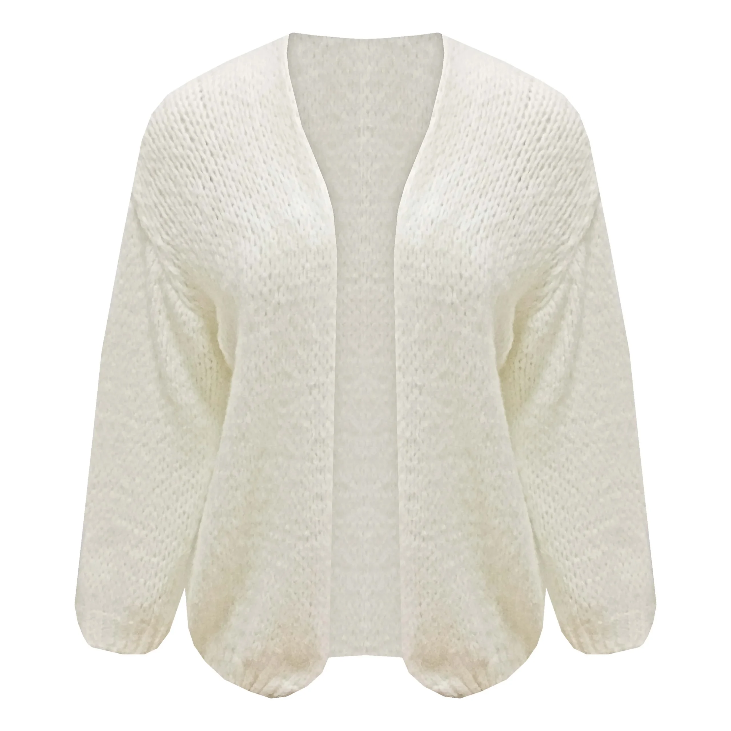 Vest Oversized Grofgebreid Ecru - Afbeelding 2