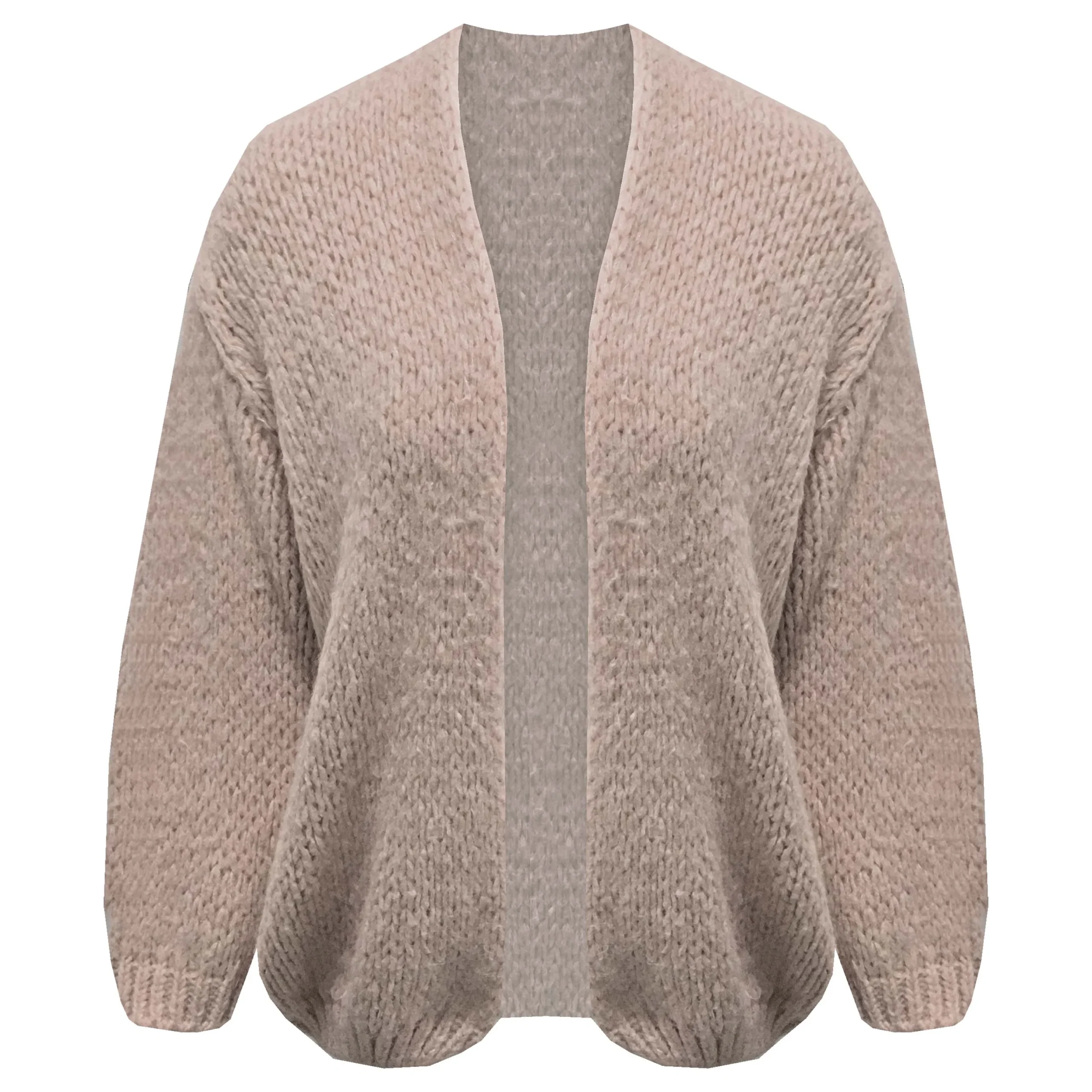 Vest Oversized Grofgebreid Taupe - Afbeelding 2