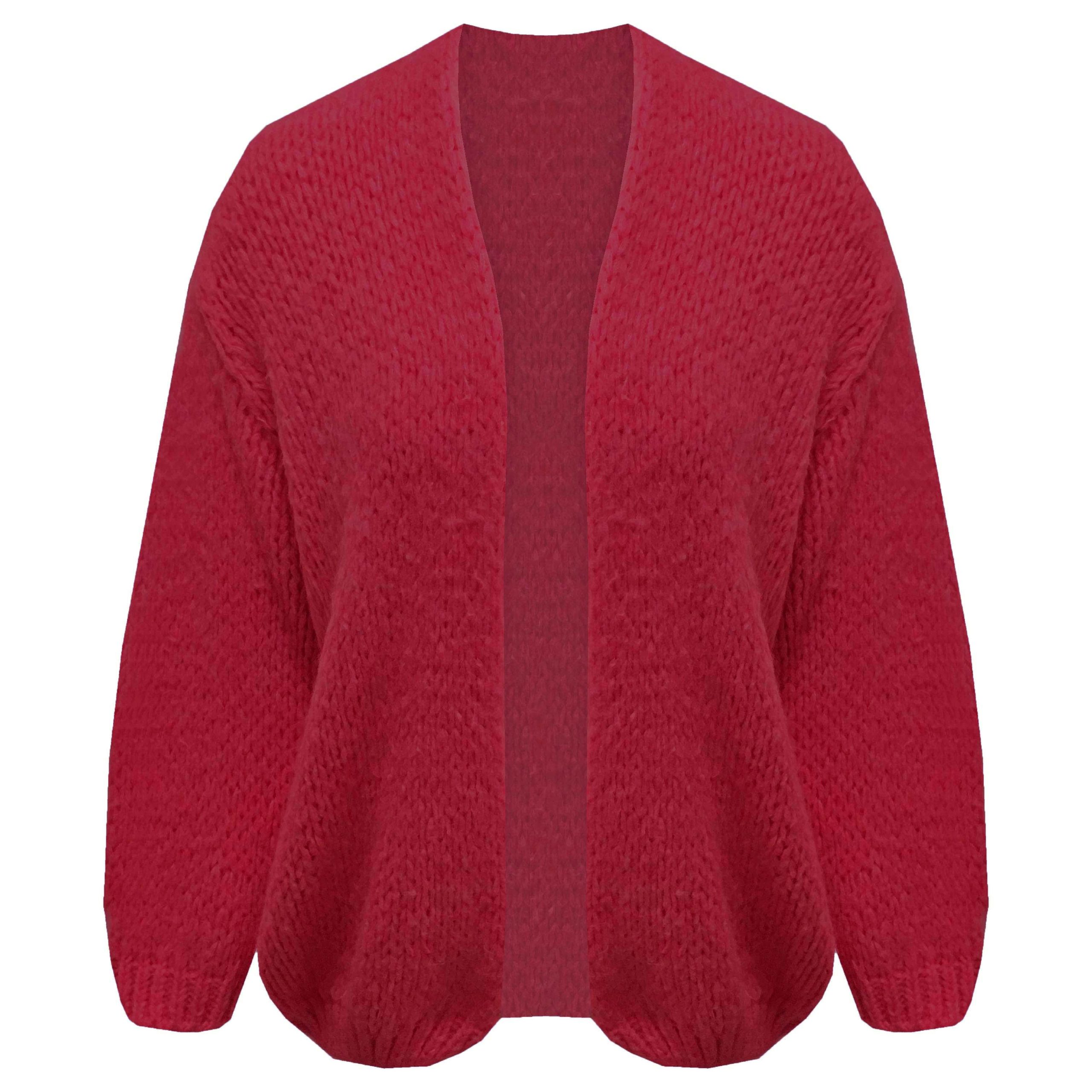 Vest Oversized Grofgebreid Bordeaux - Afbeelding 2