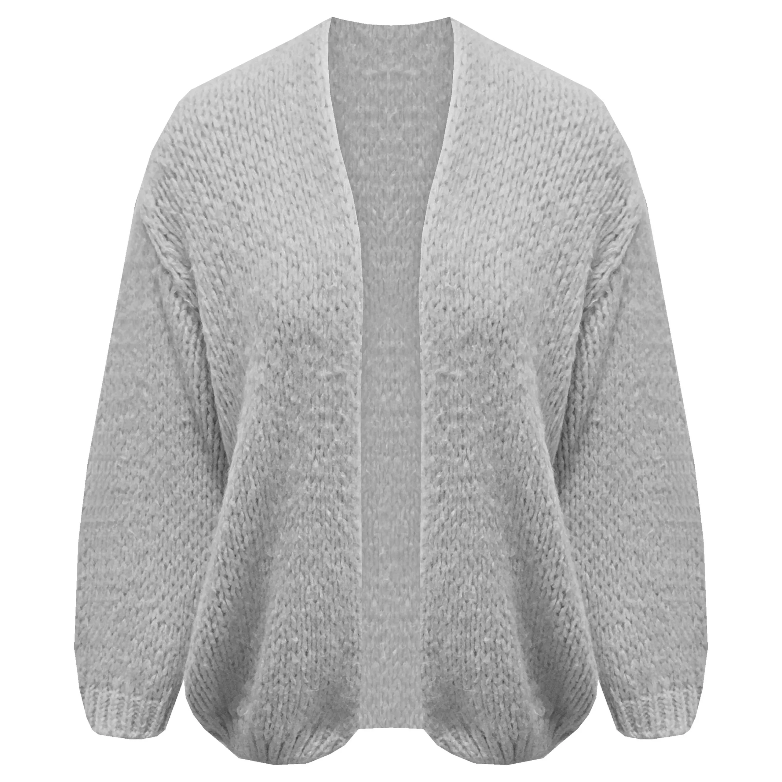 Vest Oversized Grofgebreid Lichtgrijs - Afbeelding 2