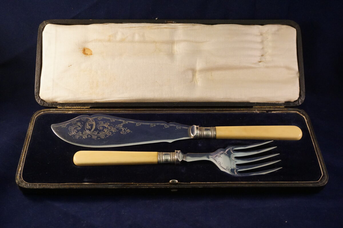 Antieke vis serveer set verzilverd HF en Co - Afbeelding 2