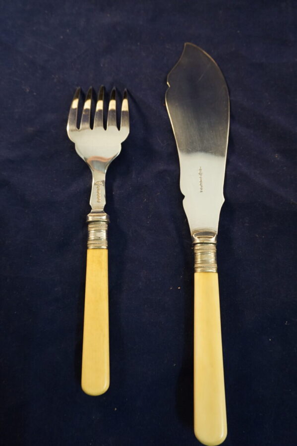 Antieke vis serveer set verzilverd HF en Co - Afbeelding 5