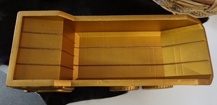 Vintage speelgoed miniatuur kiepwagen goudkleurig - Afbeelding 7