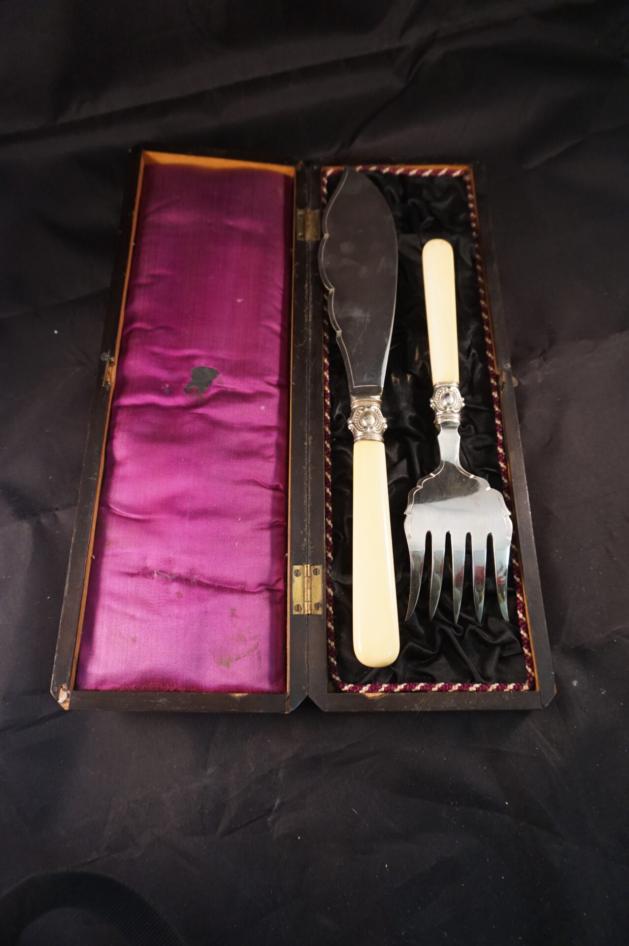 Vintage verzilverd visbestek in cassette - Afbeelding 2