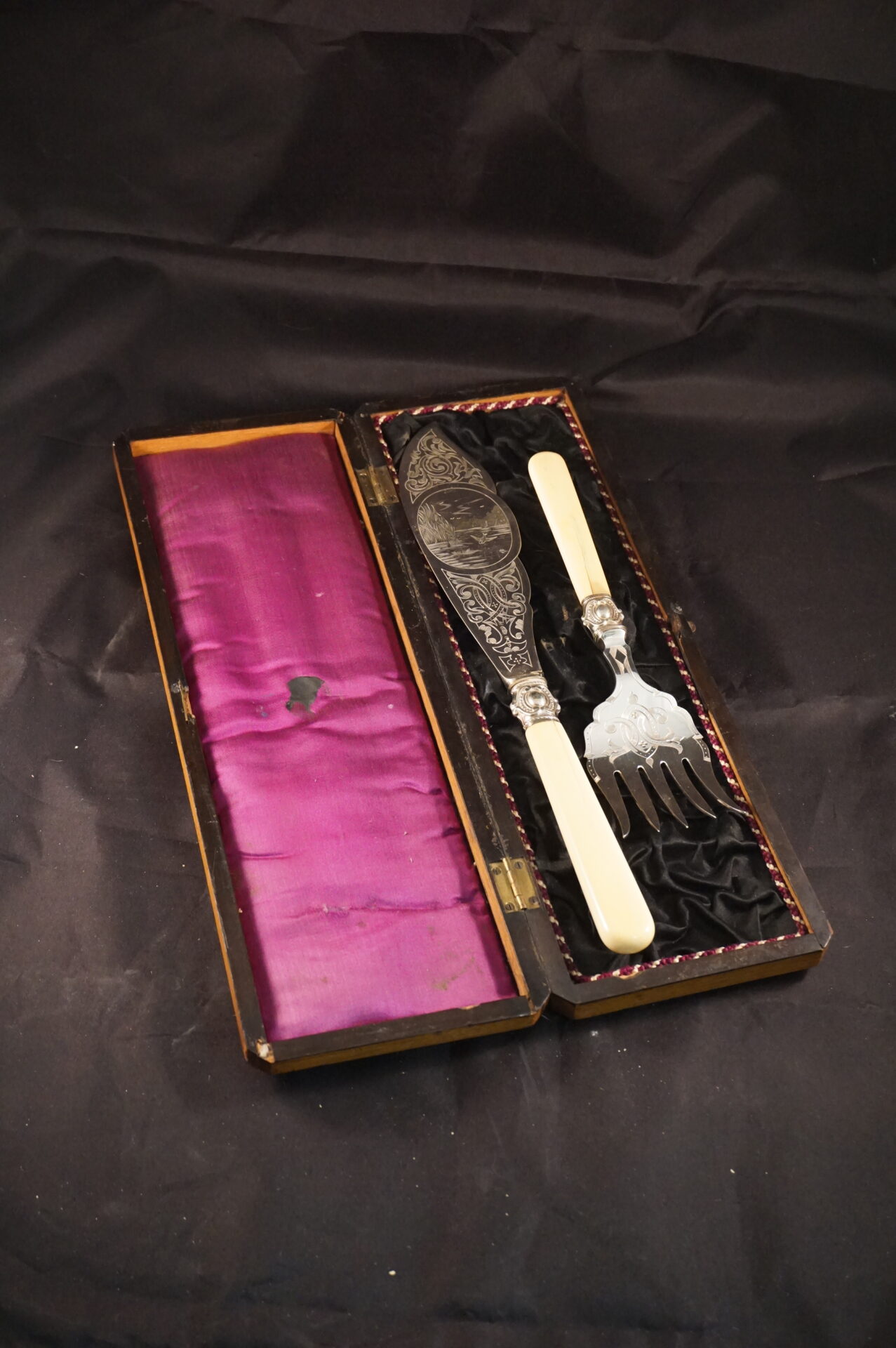 Vintage verzilverd visbestek in cassette - Afbeelding 4