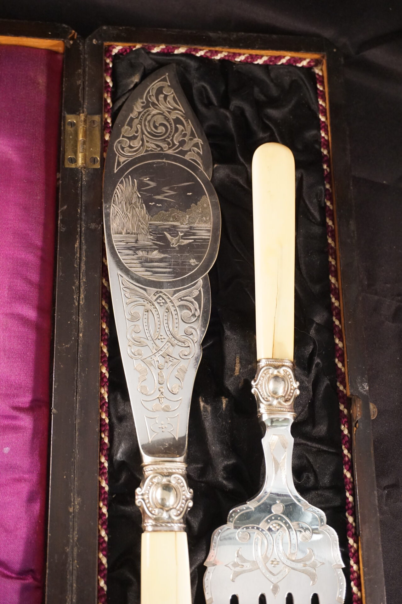 Vintage verzilverd visbestek in cassette - Afbeelding 6