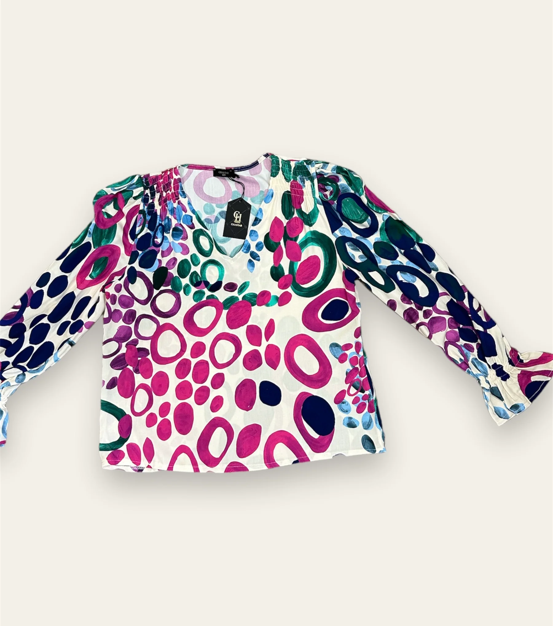 Blouse Viscose Circle Fuchsia - Afbeelding 4