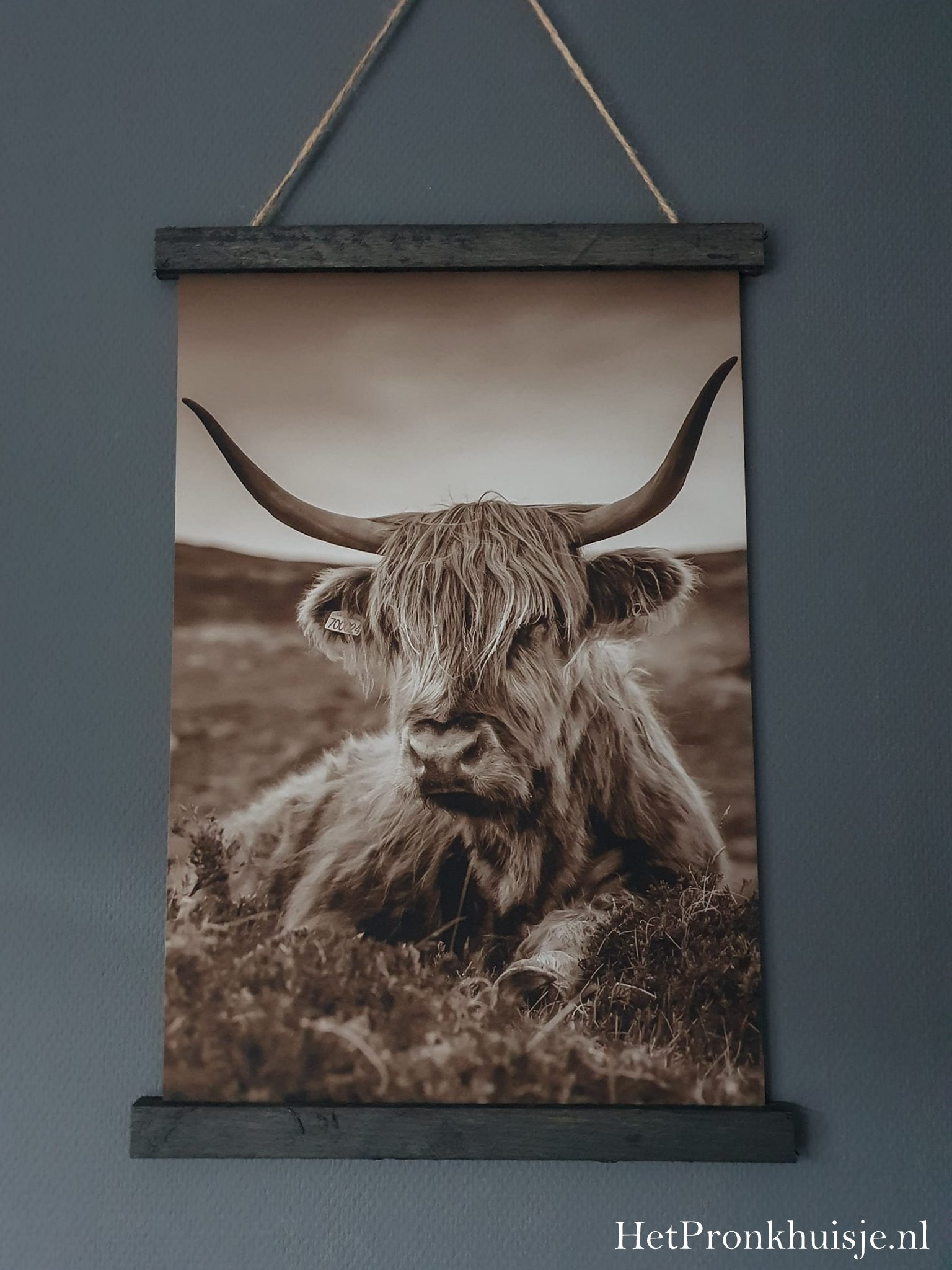 Wanddoek. Hooglander sepia - Afbeelding 2