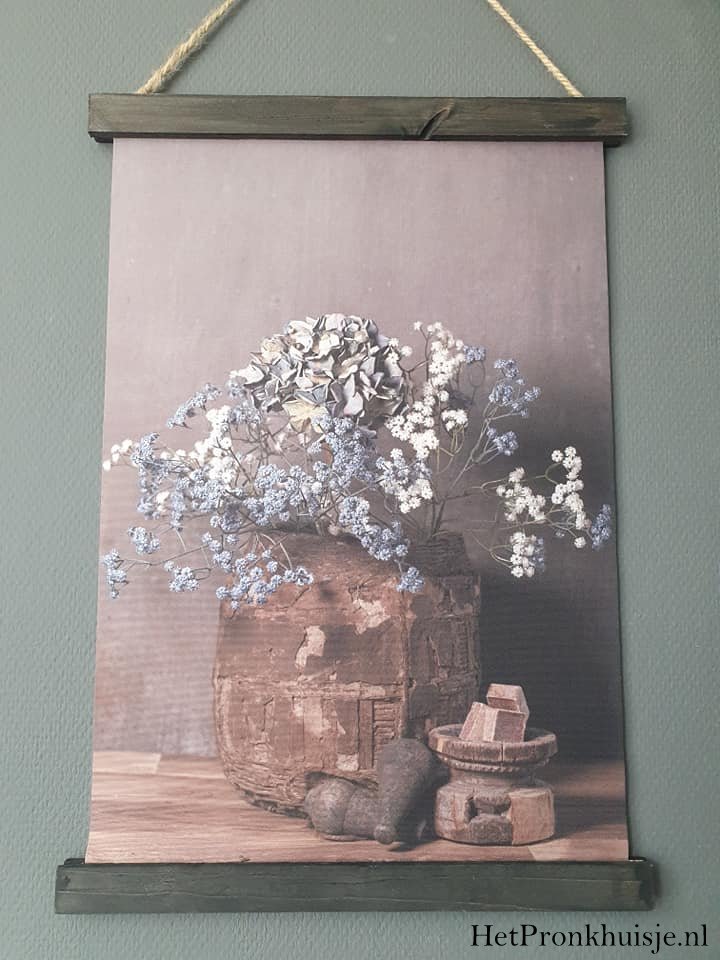 Wanddoek. Leemmand met bloemen. - Afbeelding 2