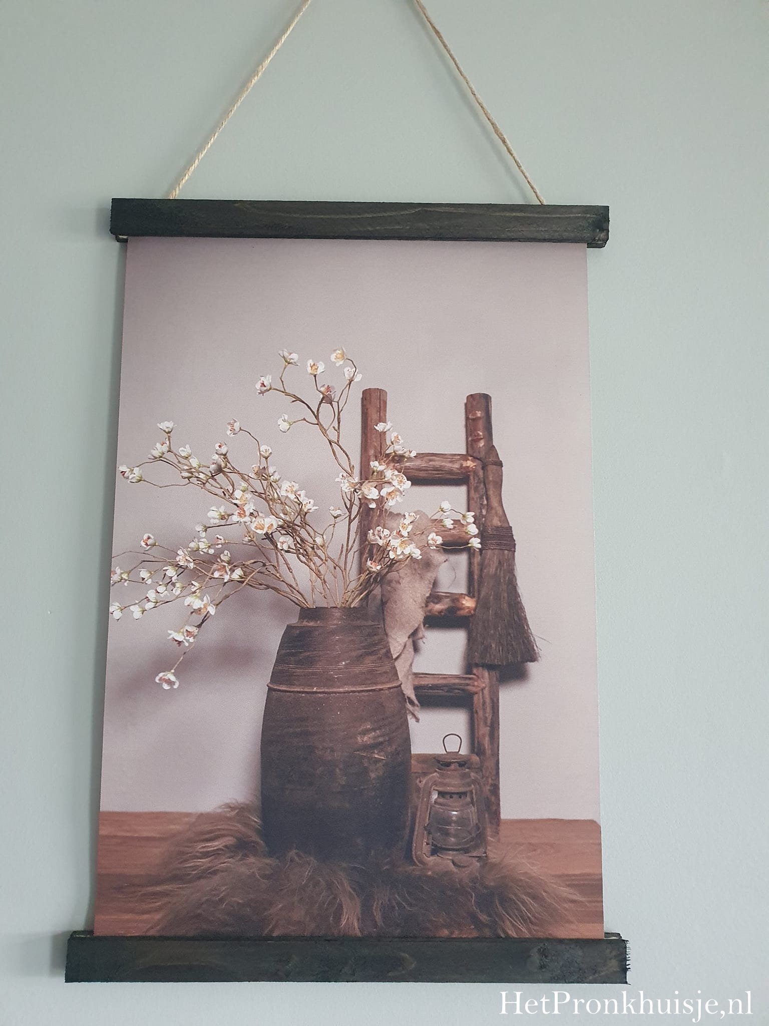 Wanddoek. Pot met witte bloemen - Afbeelding 2