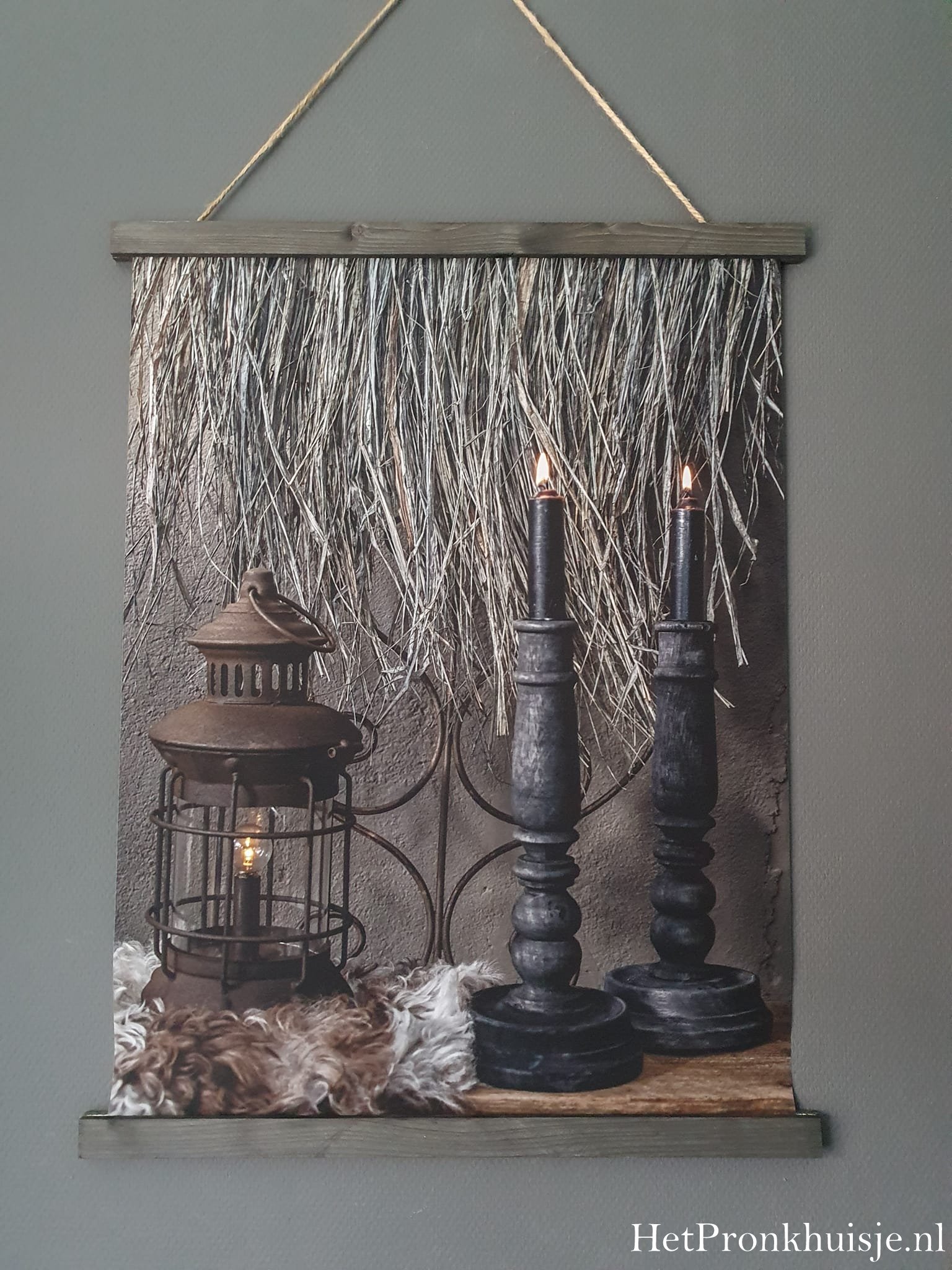 Wanddoek. Wandhanger met kandelaar. - Afbeelding 2