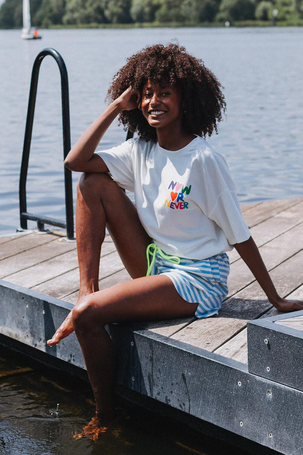 T-shirt Now or Never Offwhite - Afbeelding 3