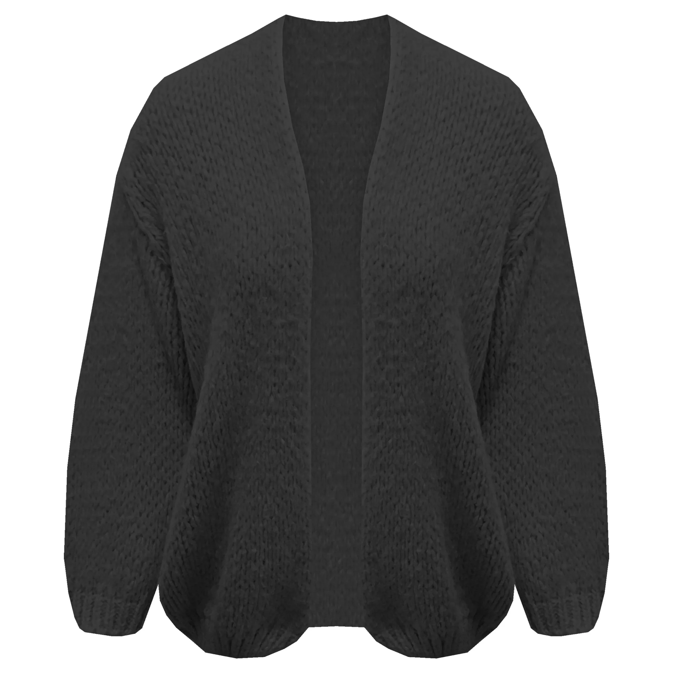 Vest Oversized Grofgebreid Zwart - Afbeelding 2