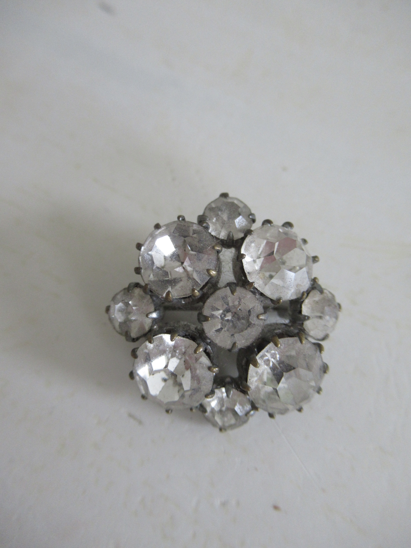 kleine oude broche, strass - Afbeelding 3