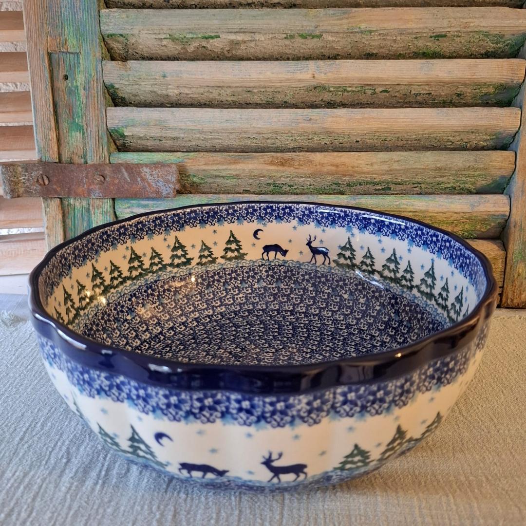 CA 013-2822x Bunzlau Grote gewelfde schaal 27cm ChristmasDeer by Teresa Liana - Afbeelding 3