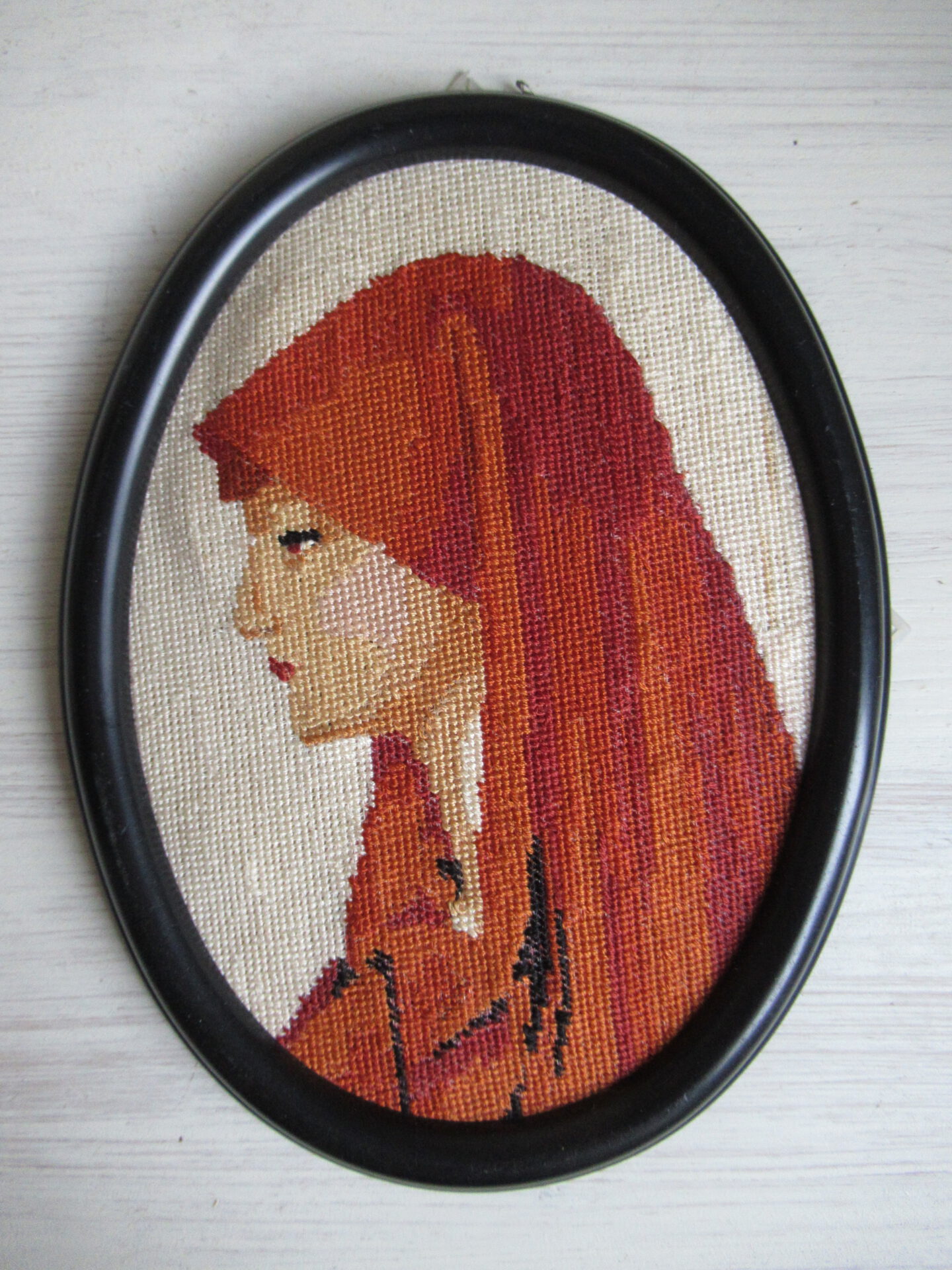 oud lijstje met geborduurde afbeelding - Afbeelding 3