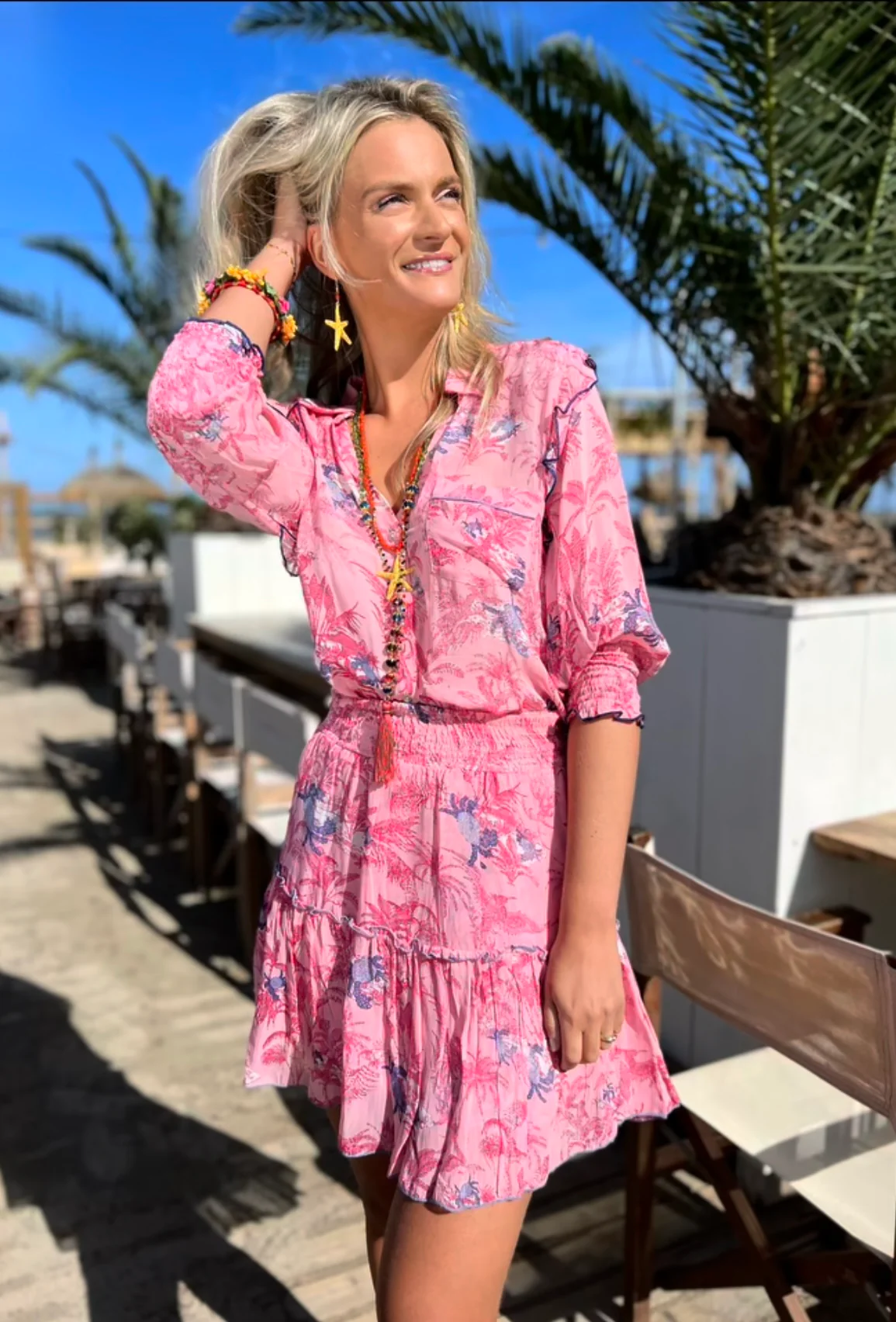 Place du Soleil Pink Crab Blouse - Afbeelding 4