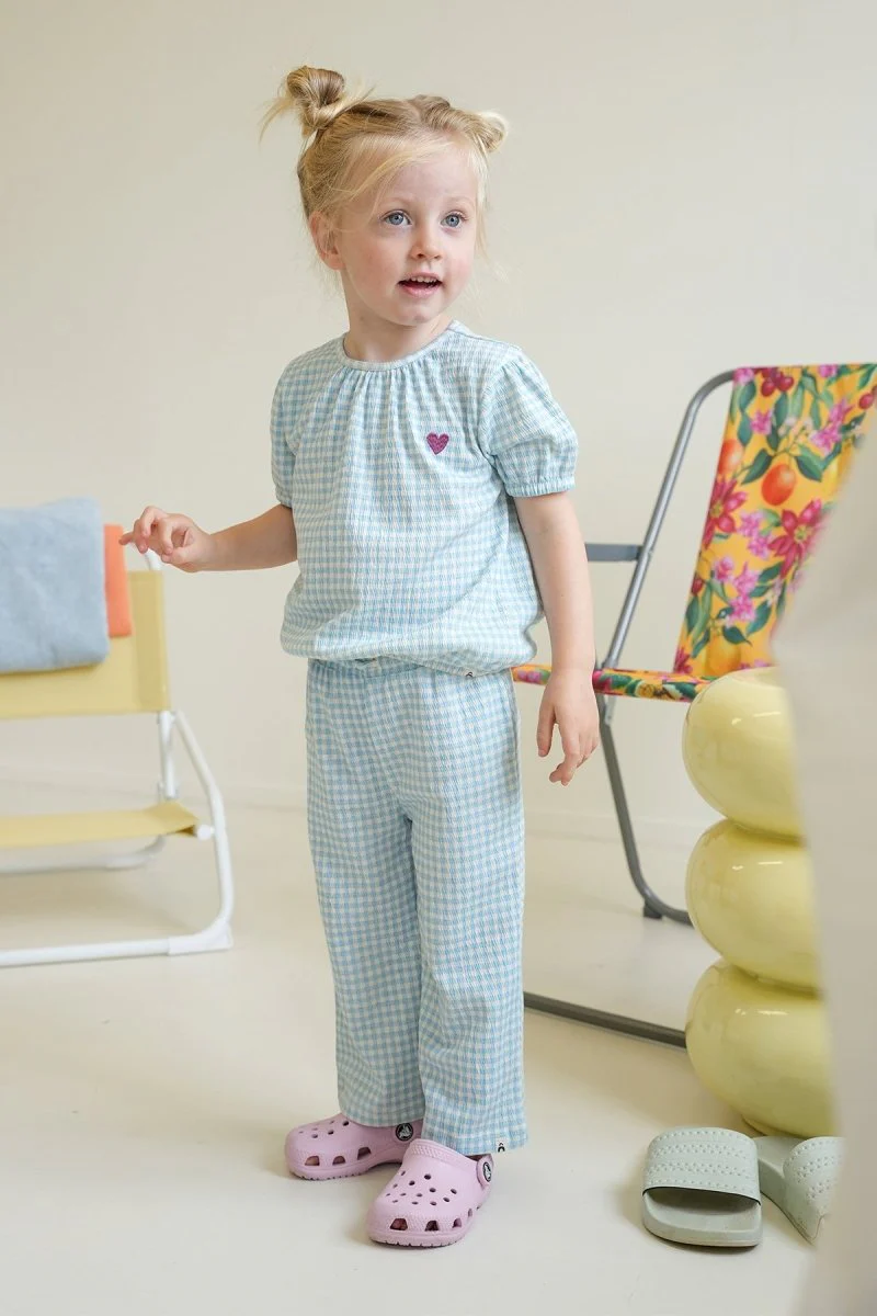 Kiki blouse blauw ruitjes vacances - Afbeelding 3