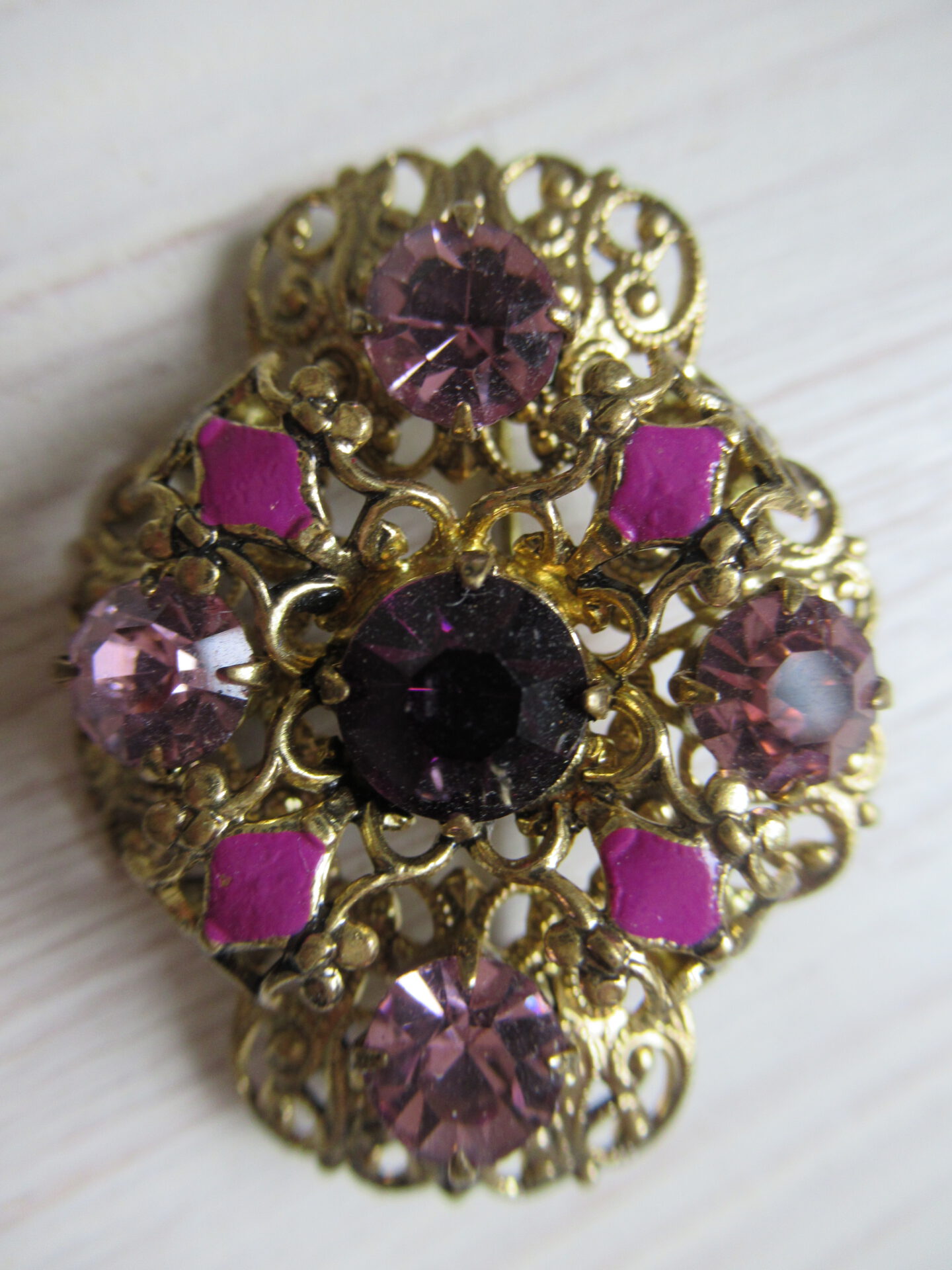 prachtige oude strass broche - Afbeelding 3