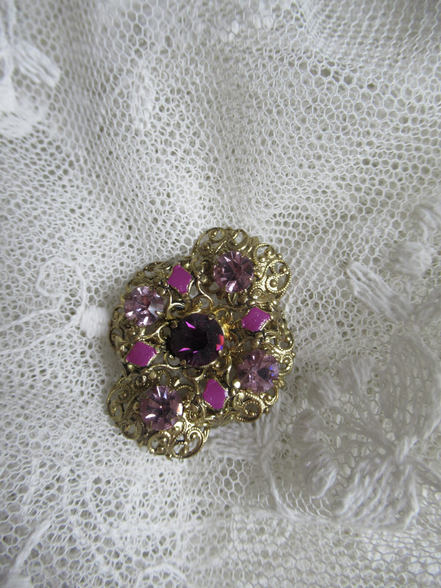 prachtige oude strass broche - Afbeelding 2
