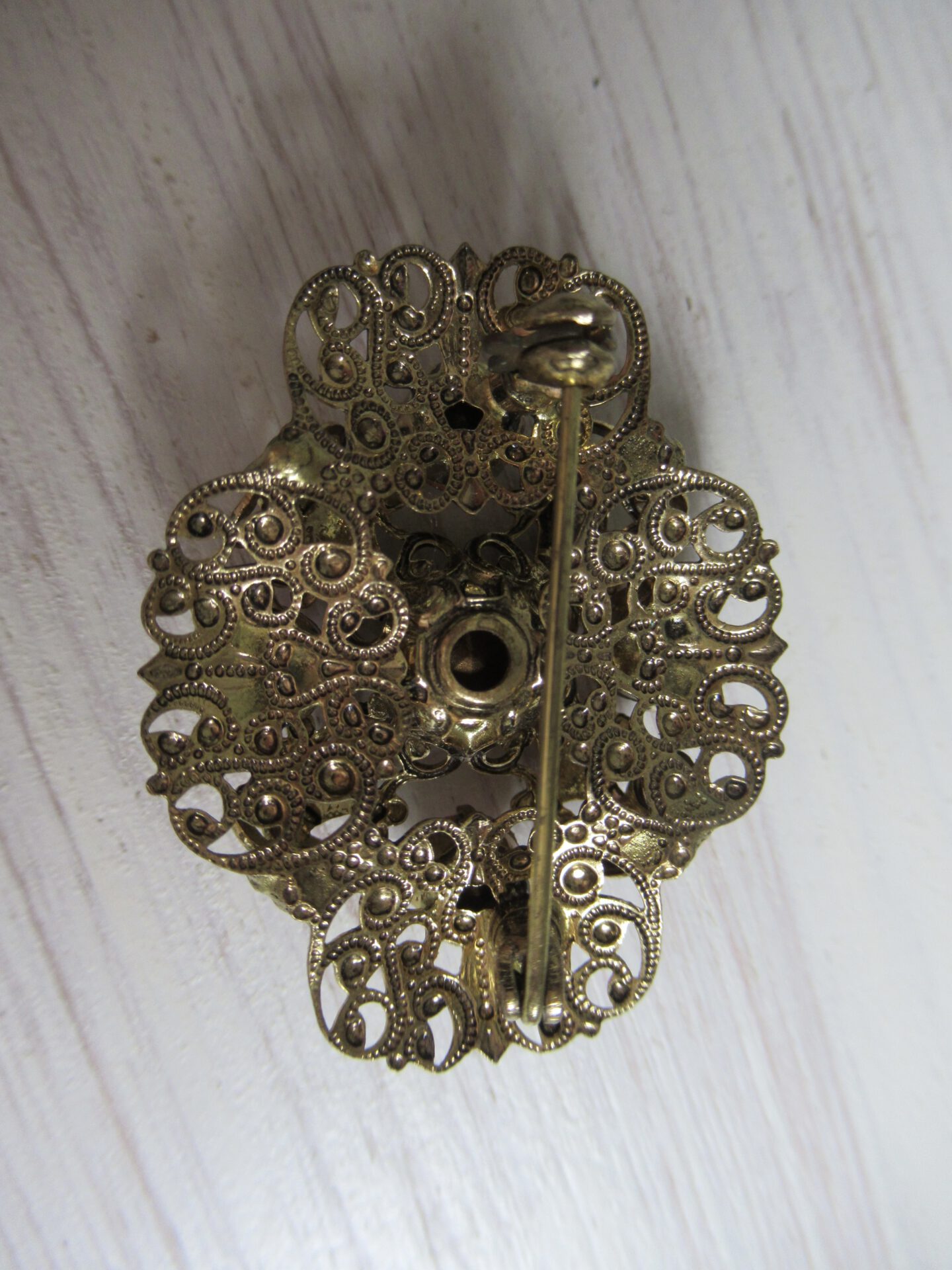 prachtige oude strass broche - Afbeelding 5