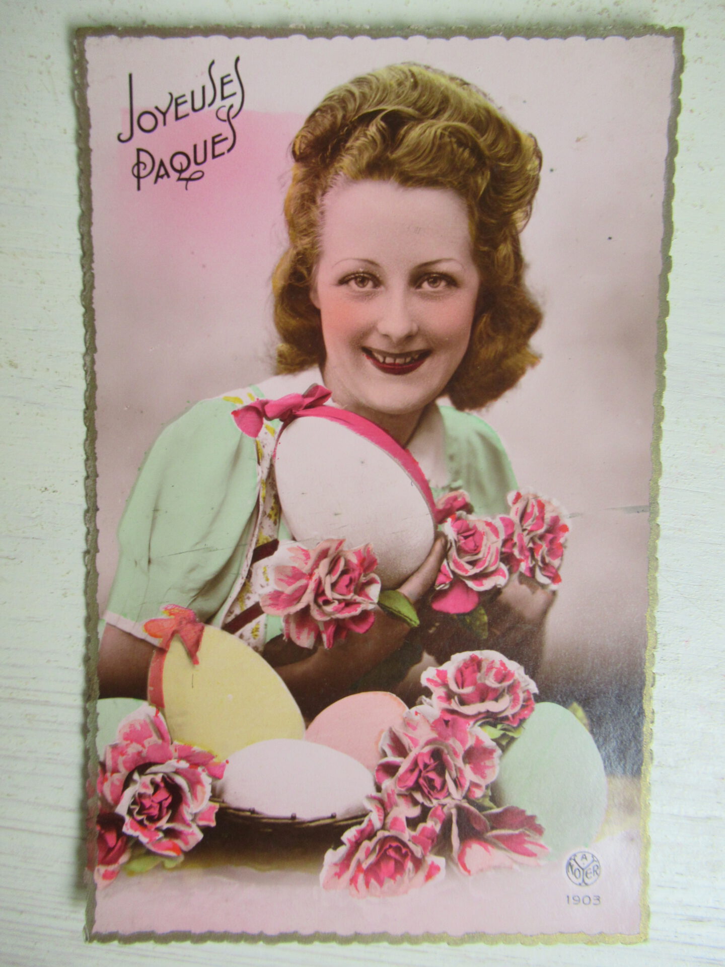 oude onbeschreven Franse paaskaart - Afbeelding 3