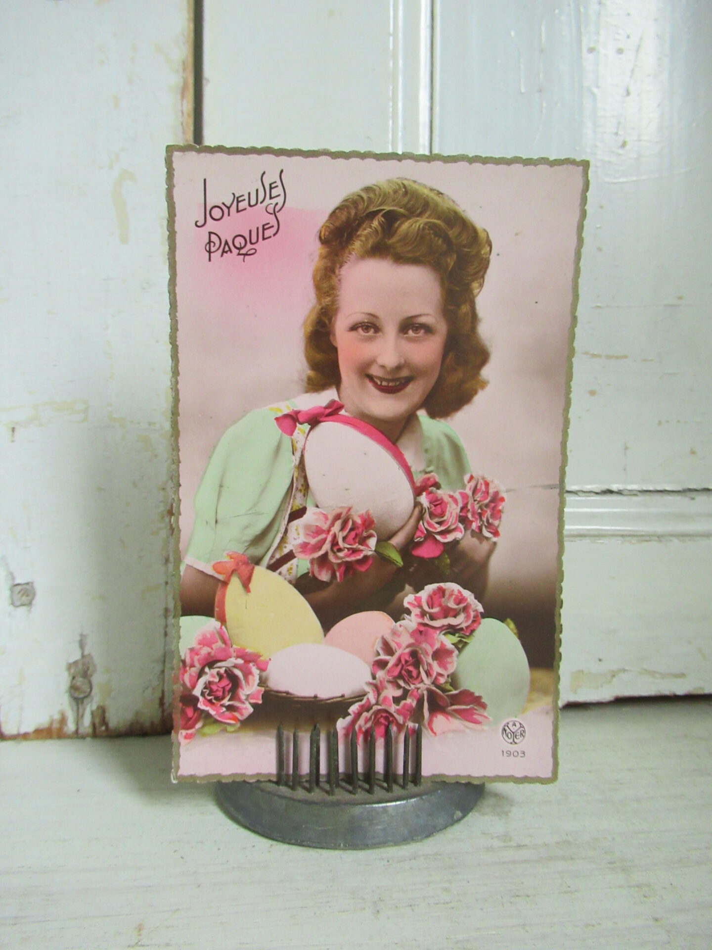 oude onbeschreven Franse paaskaart - Afbeelding 2