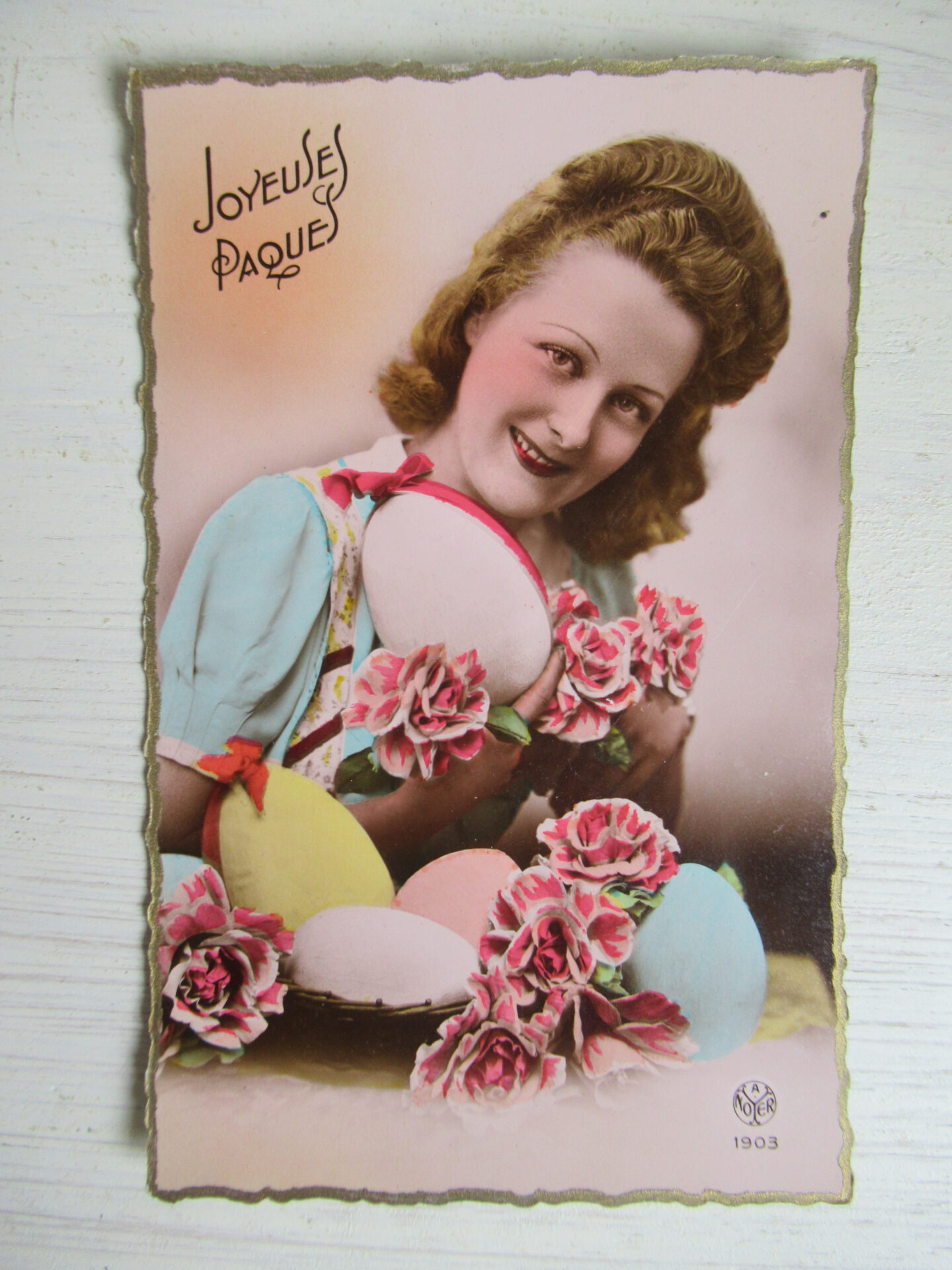 oude onbeschreven Franse paaskaart - Afbeelding 3