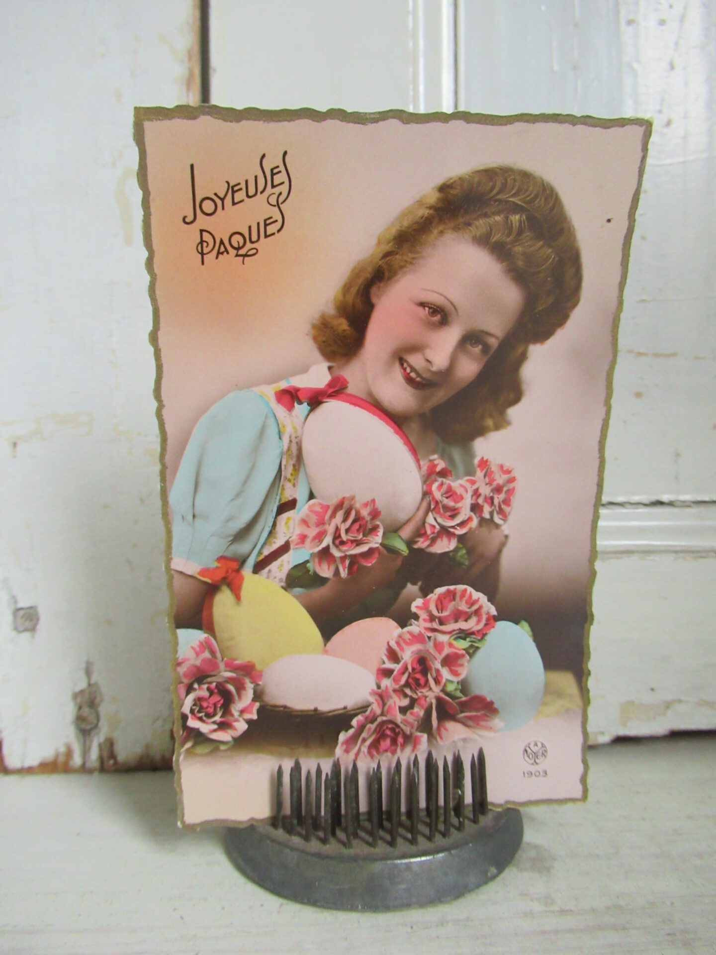 oude onbeschreven Franse paaskaart - Afbeelding 2