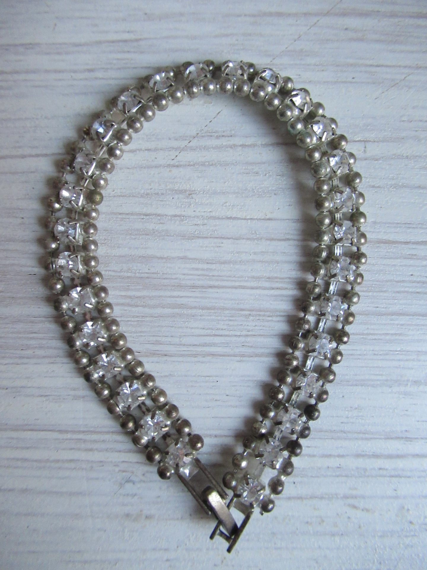 schattige oude armband met strass - Afbeelding 3