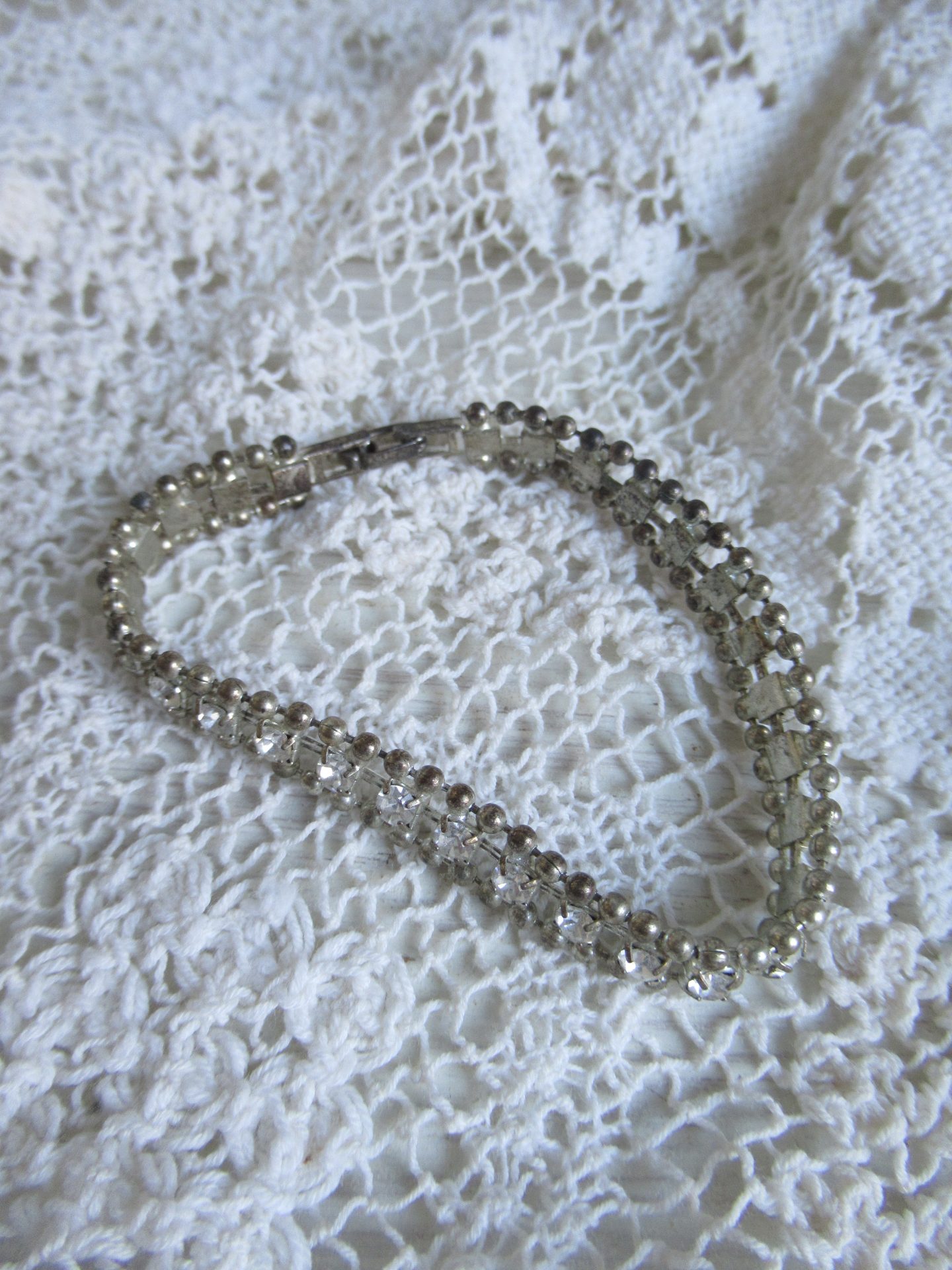 schattige oude armband met strass - Afbeelding 2